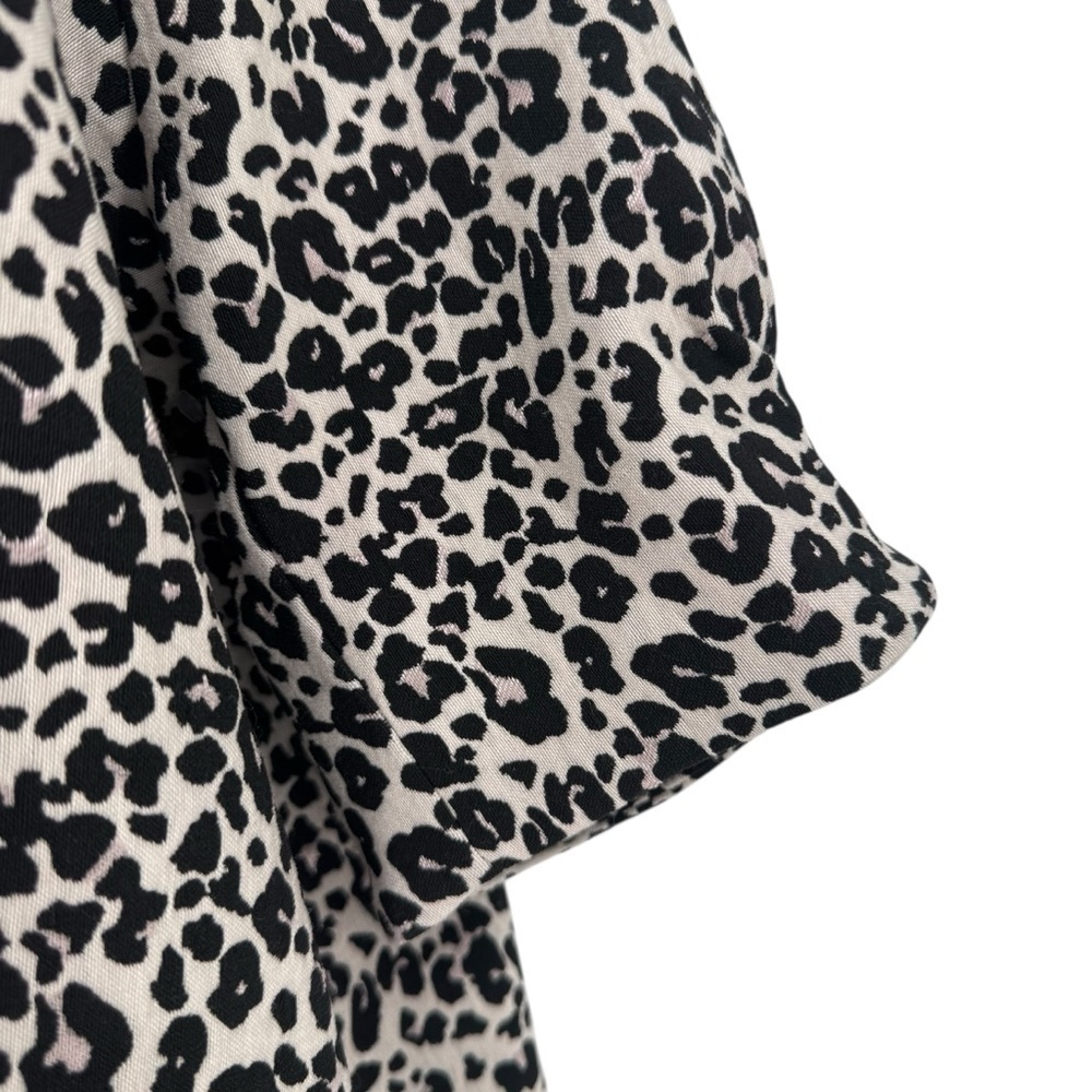 Karen Kane Black Cream Animal Cheetah Leopard V-Neck Short Sleeve Midi Dress XL - Picture 3 of 9